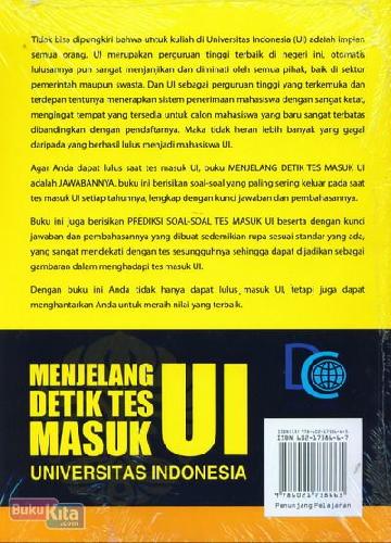 Cover Belakang Buku Menjelang Detik Tes Masuk Universitas Indonesia