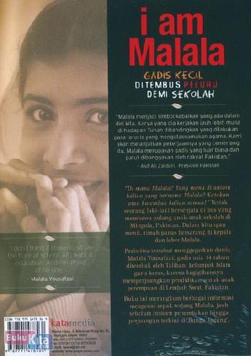 Cover Belakang Buku I am Malala : Gadis Kecil Ditembus Peluru Demi Sekolah