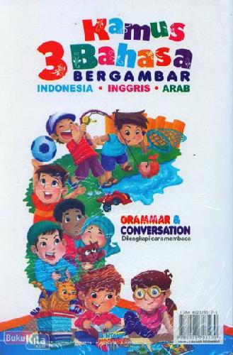 Cover Belakang Buku Kamus 3 Bahasa Bergambar Indonesia Inggris Arab