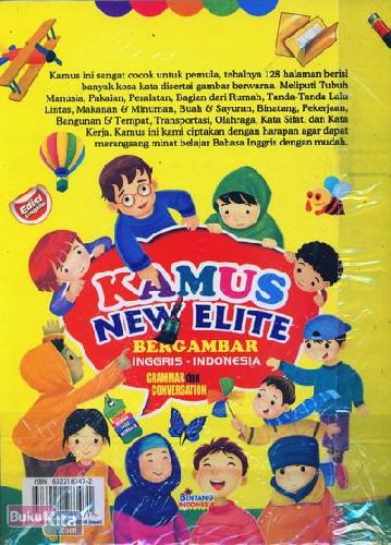 Cover Belakang Buku Kamus New Elite Bergambar Inggris - Indonesia