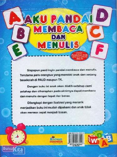 Cover Belakang Buku Aku Pandai Membaca dan Menulis