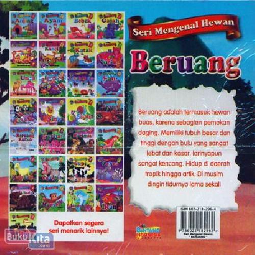 Cover Belakang Buku Seri Mengenal Hewan Beruang (Bilingual+Full Colour)