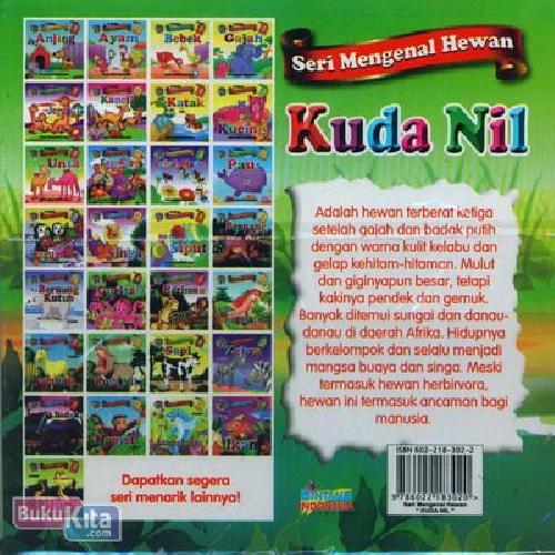 Cover Belakang Buku Seri Mengenal Hewan Kuda Nil (Bilingual+Full Colour)