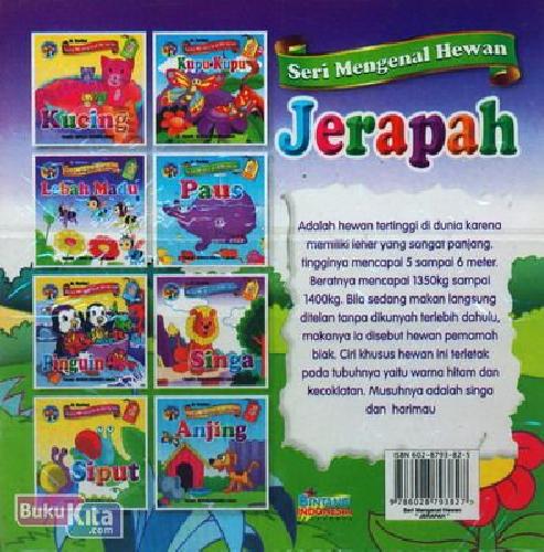 Cover Belakang Buku Seri Mengenal Hewan Jerapah (Bilingual+Full Colour)