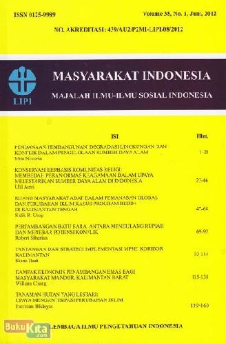 Cover Buku Masyarakat Indonesia Volume 38 No 1 Juni 2012