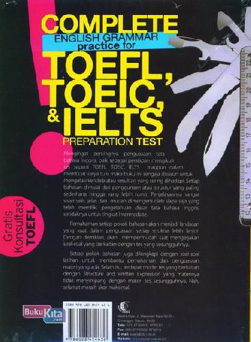 Cover Belakang Buku Complete English Grammar Practice for TOEFL, TOEIC, IELTS
