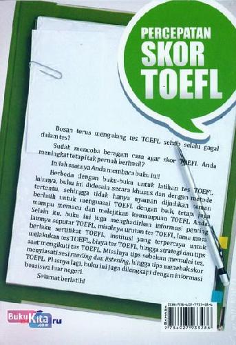 Cover Belakang Buku Percepatan Skor TOEFL