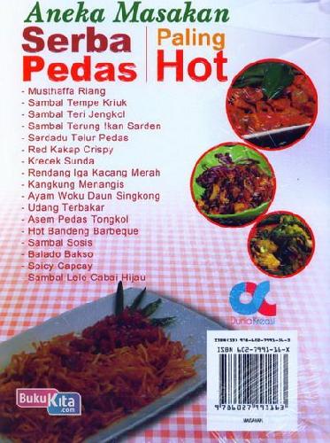 Cover Belakang Buku Aneka Masakan Serba Pedas Paling Hot (full color)