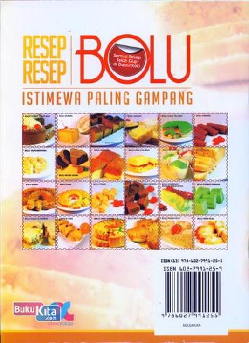 Cover Belakang Buku Resep-Resep Bolu Istimewa Paling Gampang (full color) Food Lovers