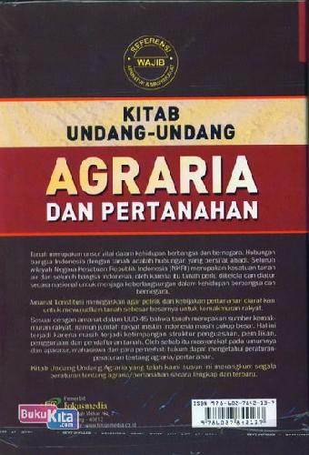 Cover Belakang Buku Kitab Undang-Undang Agraria dan Pertanahan (Edisi 2013)