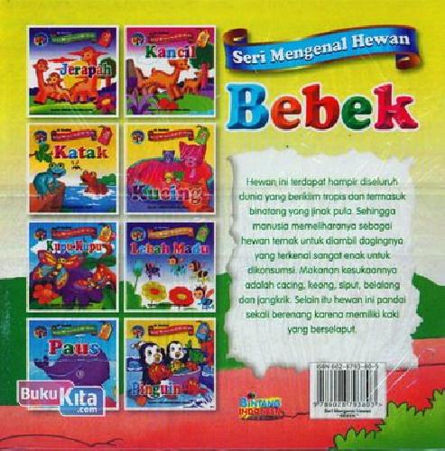 Cover Belakang Buku Seri Mengenal Hewan Bebek (Bilingual+full color)