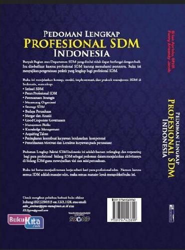 Cover Belakang Buku Pedoman Lengkap Profesional SDM Indonesia (ilmu manajemen)