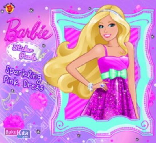 Cover Buku Barbie Sticker Puzzle : Sparkling Pink Dress