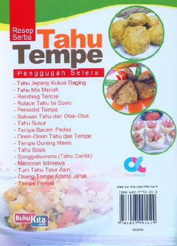 Cover Belakang Buku Resep Serba Tahu Tempe Penggugah Selera (full color)