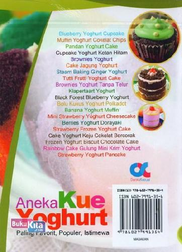 Cover Belakang Buku Aneka Kue Yoghurt Paling Favorit, Populer, Istimwa (full color)