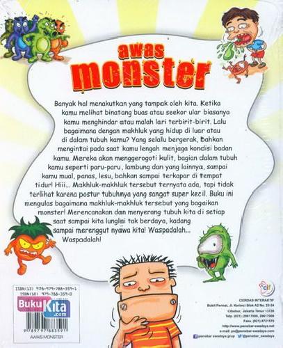 Cover Belakang Buku Awas Monster (2013)