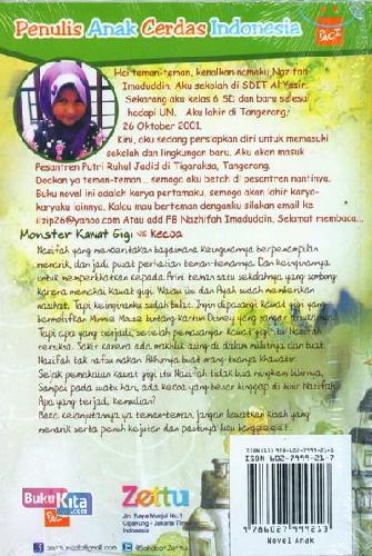 Cover Belakang Buku Monster Kawat Gigi vs Kecoa