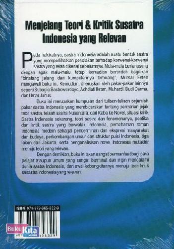 Cover Belakang Buku Menjelang Teori dan Kritik Susatra Indonesia yang Relevan (Cover Baru)