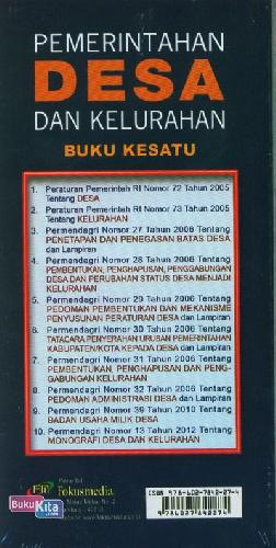 Cover Belakang Buku Pemerintahan Desa dan Kelurahan Buku Kesatu (2013)