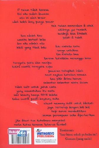 Cover Belakang Buku CINTAKU ENAM Karena Kutakbisa Diam (Sebuah Novel Merah Jambu)
