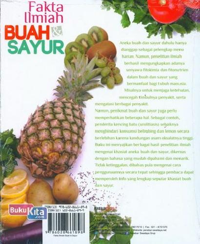 Cover Belakang Buku Fakta Ilmiah Buah dan Sayur