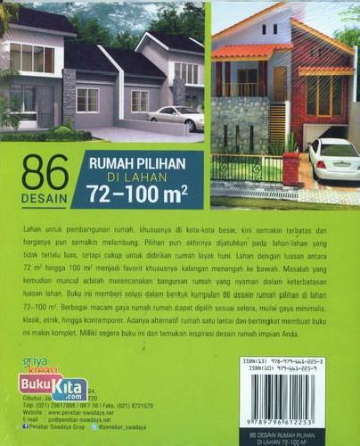 Cover Belakang Buku 86 Desain Rumah Pilihan Di Lahan 72-100 m2