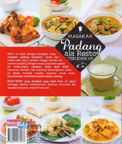 Cover Belakang Buku Masakan Padang ala Resto Terlengkap