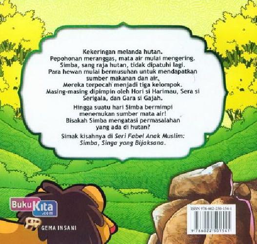 Cover Belakang Buku Seri Fabel Anak Muslim: SIMBA Singa yang Bijaksana