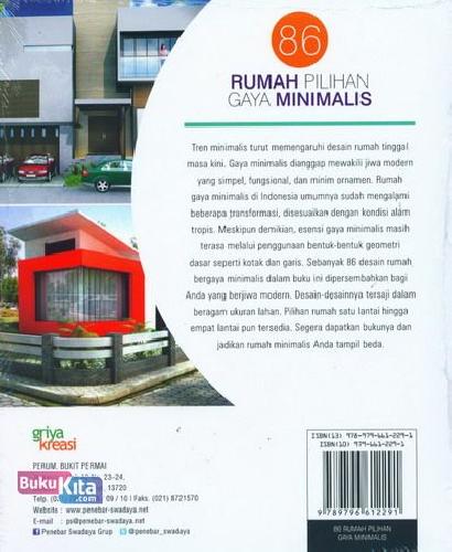 Cover Belakang Buku 86 Rumah Pilihan Gaya Minimalis
