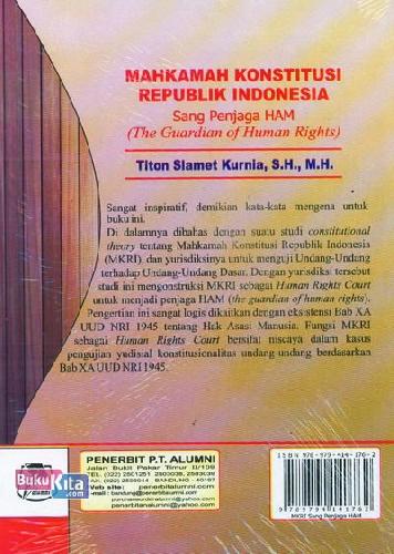 Cover Belakang Buku Mahkamah Konstitusi Republik Indonesia