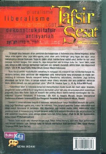 Cover Belakang Buku Tafsir Sesat : 58 Essai Kritis Wacana Islam di Indonesia
