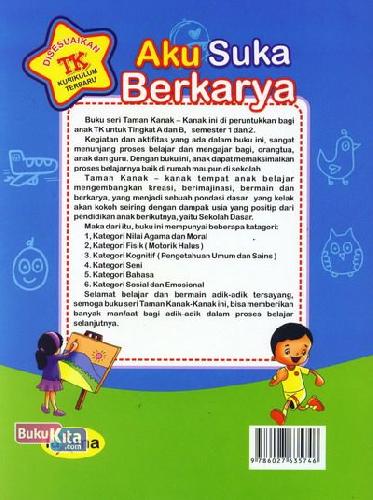 Cover Belakang Buku Aku Suka Berkarya  (Promo Luxima)