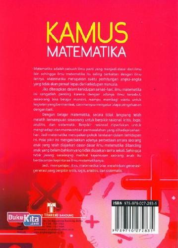 Cover Belakang Buku Kamus Matematika (Kamus Bergambar)