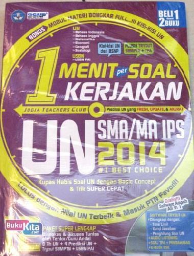 Cover Buku 1 Menit Per Soal Kerjakan UN SMA/MA IPS 2014