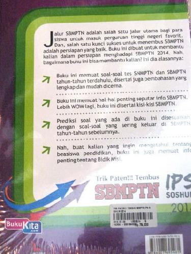 Cover Belakang Buku TRIK PATEN!!! TEMBUS SBMPTN IPS SOSHUM 2014