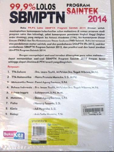 Cover Belakang Buku 99,9% Lolos SBMPTN Program Saintek 2014