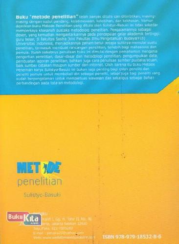 Cover Belakang Buku MetodePenelitian ( wedatama ) 