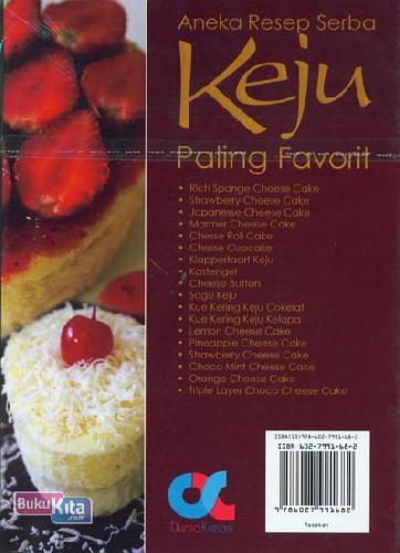 Cover Belakang Buku Aneka Resep Serba Keju Paling Favorit (Full Color+Full Picture) Food Lovers