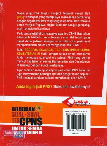 Cover Belakang Buku Bocoran Soal-Soal Tes CPNS Untuk Semua Kementerian RI