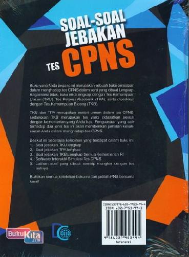 Cover Belakang Buku Soal-Soal Jebakan Tes CPNS di Semua Kementerian RI