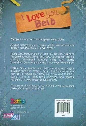 Cover Belakang Buku I Love You Beib