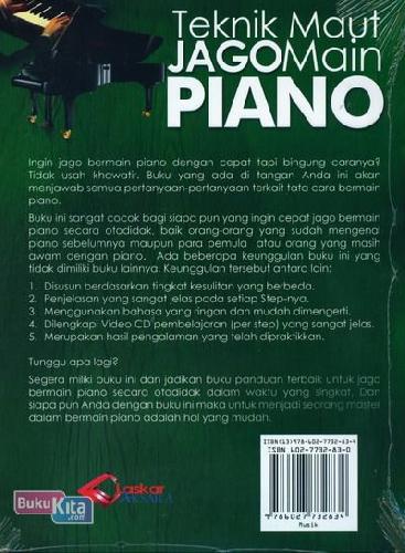 Cover Belakang Buku Teknik Maut Jago Main Piano Untuk Pemula