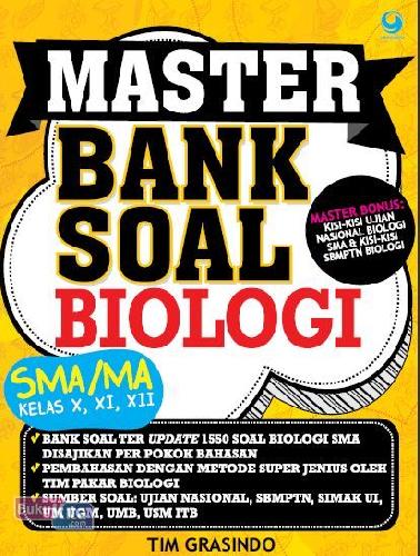 Cover Buku Master Bank Soal Biologi SMA Kelas X, XI,XII