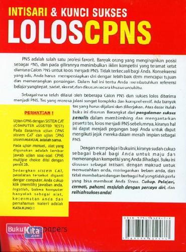 Cover Belakang Buku Intisari & Kunci Sukses Lolos CPNS