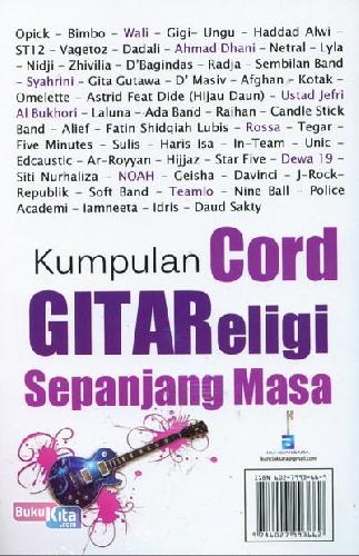 Cover Belakang Buku Kumpulan Cord Gitar Religi Sepanjang Masa