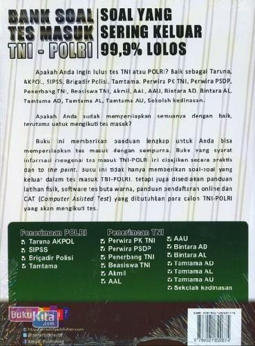 Cover Belakang Buku Bank Soal Tes Masuk TNI-POLRI