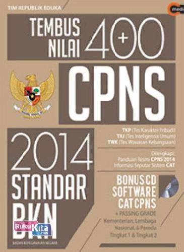 Cover Buku Tembus Nilai 400 CPNS 2014 Standar BKN + CD