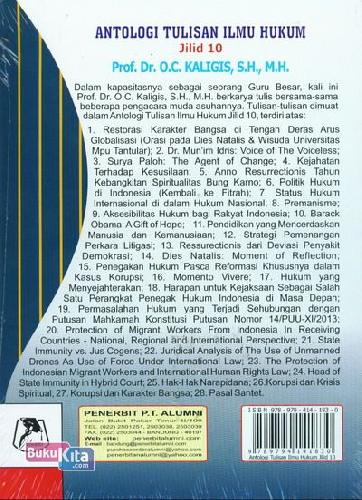 Cover Belakang Buku Antologi Tulisan Ilmu Hukum Jilid 10
