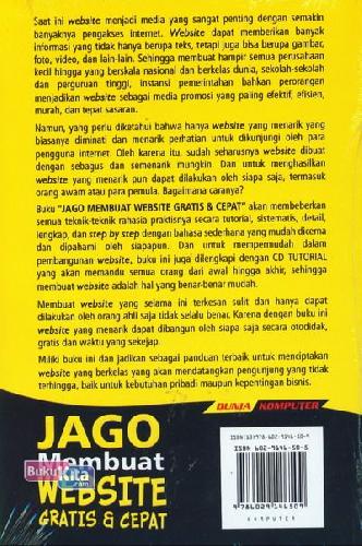 Cover Belakang Buku Jago Membuat Website Gratis & Cepat Secara Otodidak - Edisi Terbaru