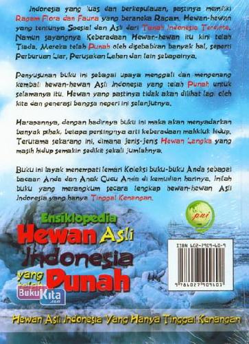 Cover Belakang Buku Ensiklopedia Hewan Asli Indonesia yang telah Punah (Full Color)